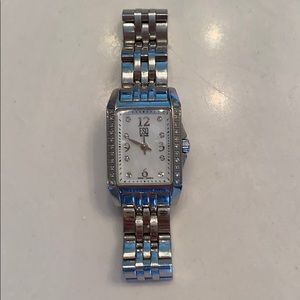 ESQ diamond and mother of pearl watch